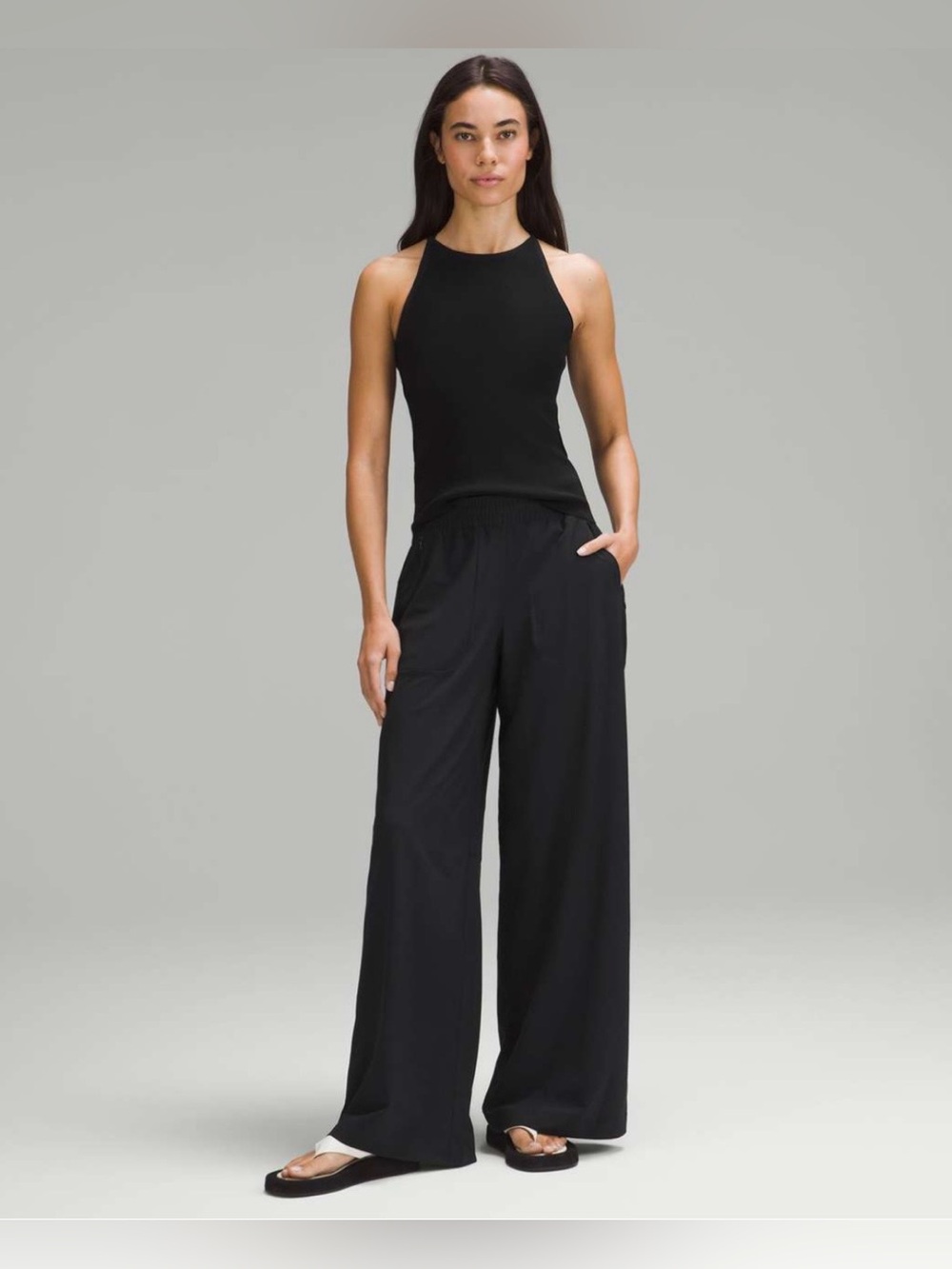 Lululemon Swift Mid-Rise Wide-Leg Pant Full Length Lightweight Black Size 6